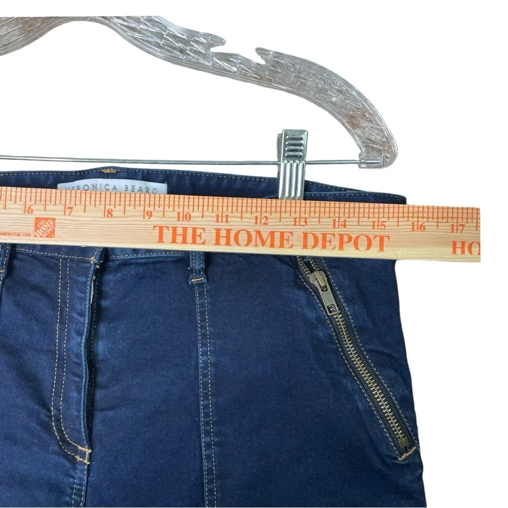 Veronica Beard Women 10 Denim Joggers Jeans Ankle Button Blue Stretch Mid Rise